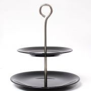 Assiette de service vintage à 2 niveaux en noire, comme neuf