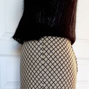 JUPE D'HIVER BEIGE A DAMIERS NOIRS
