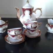 Service a moka en porcelaine italienne. Cafetière,  sucrier,