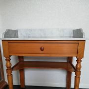 table de toilette ancienne en pin et plateau en marbre un ti