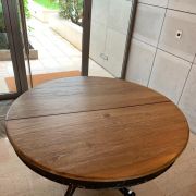 Table ronde en chêne + rallonge