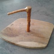 Plateau fromage bois d'olivier + couteau 1975