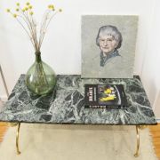 Table basse en marbre vert et laiton massif années 40 / 50