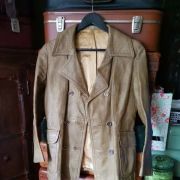 Veste cuir vert kaki très claire 