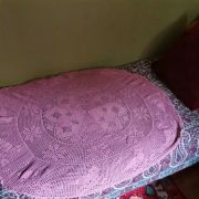 Nappe ronde en crochet fait main couleur vieux rose