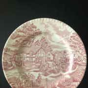 5 assiettes roses luneville 