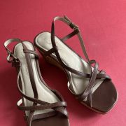 SANDALES CUIR MARRON 38