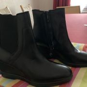 BOTTINES COMPENSEES  GEOX CUIR NOIR 39