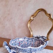 Coupe en faïence de Gien, France - forme melonnière à anses 