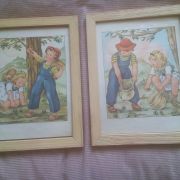 Ensemble de 2 illustrations vintage enfants