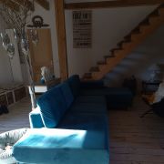 Canapé  velours d angle gauche fixe bleu canard