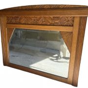 Miroir Vintage ancien 1920 chêne massif, glace biseautée