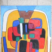 tableau cubiste huile sur toile 46 cm x 61 cm