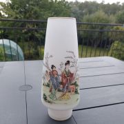 VASE JAPONAIS OPALINE BLANCHE SIGNE DANS TEXTE 1950 VINTAGE