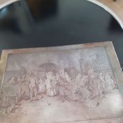 Plaque en métal gravée par L.Aldigier représentant Le baptê