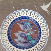 plat corbeille porcelaine japonais ajouré style Imari