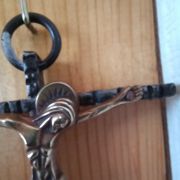 Crucifix mural en cuivre croix en métal noir Vintage