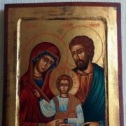 Très belle icône de la Sainte Famille peinte à la main