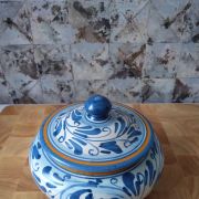 Boite céramique Italienne type bonbonnière bleue et jaune