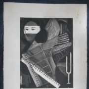 Gravure CUBISTE Signée Claude Breton 33cm x 25 cm cuvette 16