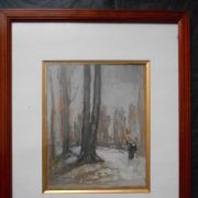 H DERME Paysage d'Hiver Gouache sur papier dimensions 35 cm 