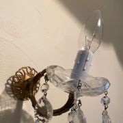 Paire d' appliques vintage à 1 lumières en bronze & pampille