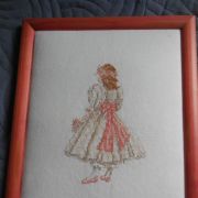 tableau brodée petite fille romantique