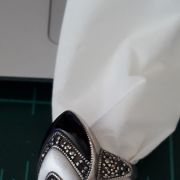 Bague argent nacre et onyx