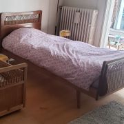 Lit une personne bois et rotin