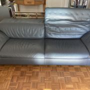 Canapé Roche Bobois 3 places cuir bleu pétrole 