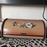 Boîte huche à pain tôle émaillée Rossignol vintage