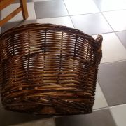 Grand panier osier tissé à la main damier Début 20 ème  