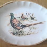 Plat Figurant Deux Faisans. Ceramica Castellania. Made In It