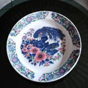 Ancien plat en céramique italienne - Motif paon - Sodicam