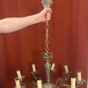 Superbe lustre à branches argenté, beaucoup de charme 