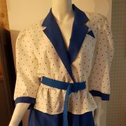Superbe robe vintage blanche et bleue  t40