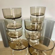 Lot de coupes champagne/dessert verre fumé