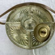 Serviteur art déco laiton et verre vintage 