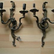 Ancienne paire appliques murales électrifiées style louis xv