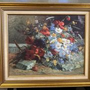 Pendul cartel en bronz et tableau 