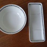 Lot ancien porte peigne + porte éponge céramique point