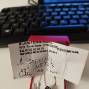 Collier - Argent rhodié - Cube - Laque noire - Guy Laroche