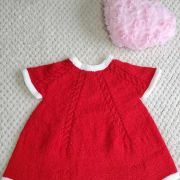 Robe Création CATRICOTE en laine layette ROUGE et BLANC