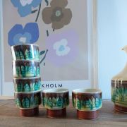 Pichet et 6 verres céramique peint à la main vintage 1970