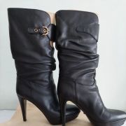 2C* Sergio ROSSI - sexy bottes noires de luxe full cuir (38)