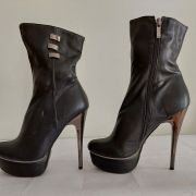 136C* Efetti jolies boots noirs high heels (38)
