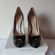 887B* Casadei - sexy escarpins de luxe noirs full cuir 39,5