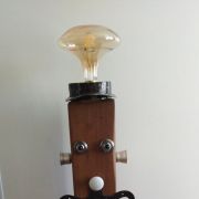 Lampe bois chêne massif+métal art deco