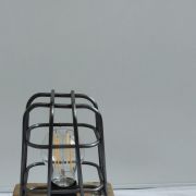 Lampe bois métal grille + 270cm de cable