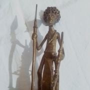 statuette  métal guerrier africain